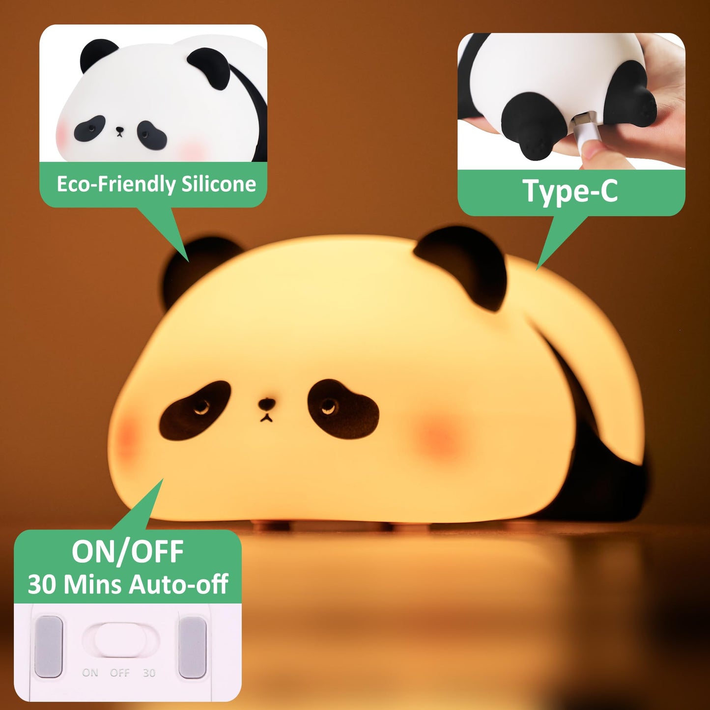 Silicon Panda Night Lamp - Soft, Safe & Adorable